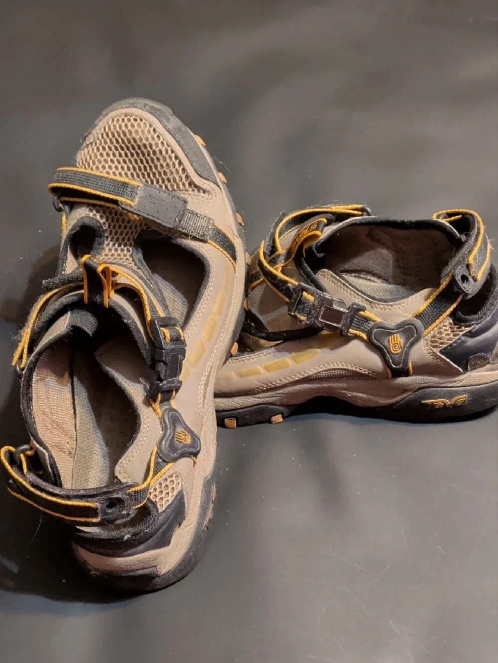 Teva, Mens, Outdoor Hiker Sandals- Gray with Yellow Accents